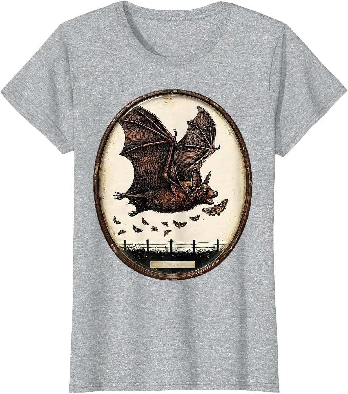 Brown Bat Vintage Bat Lover Nature Conservation T-Shirt - Heather Grey