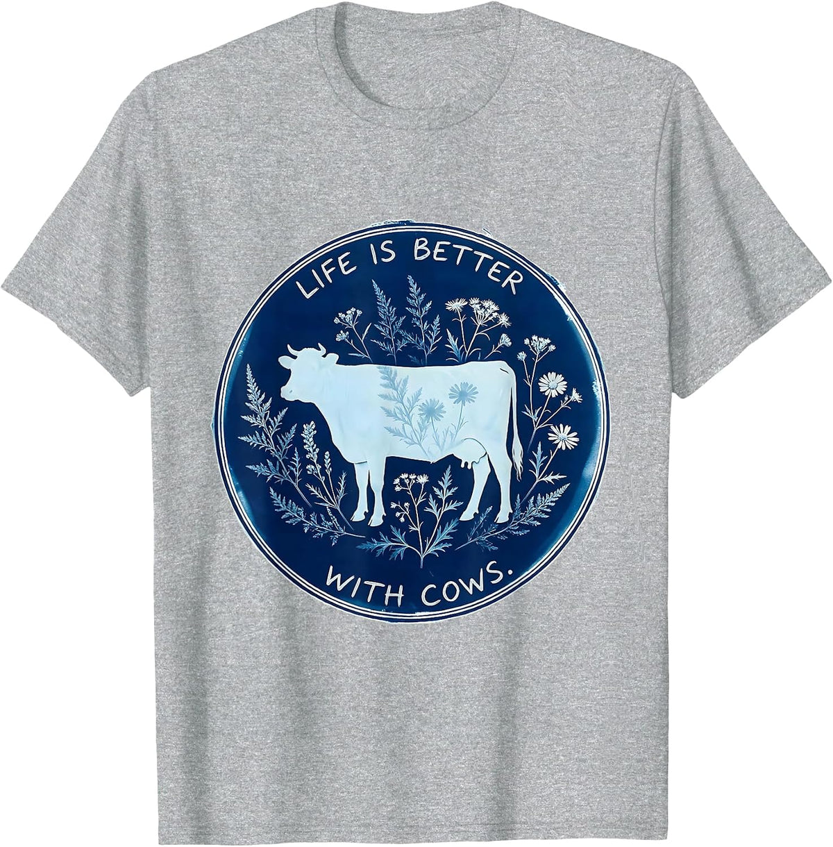 Men's Life Is Better With Cows Farmlife Design T-Shirt - Heather Grey