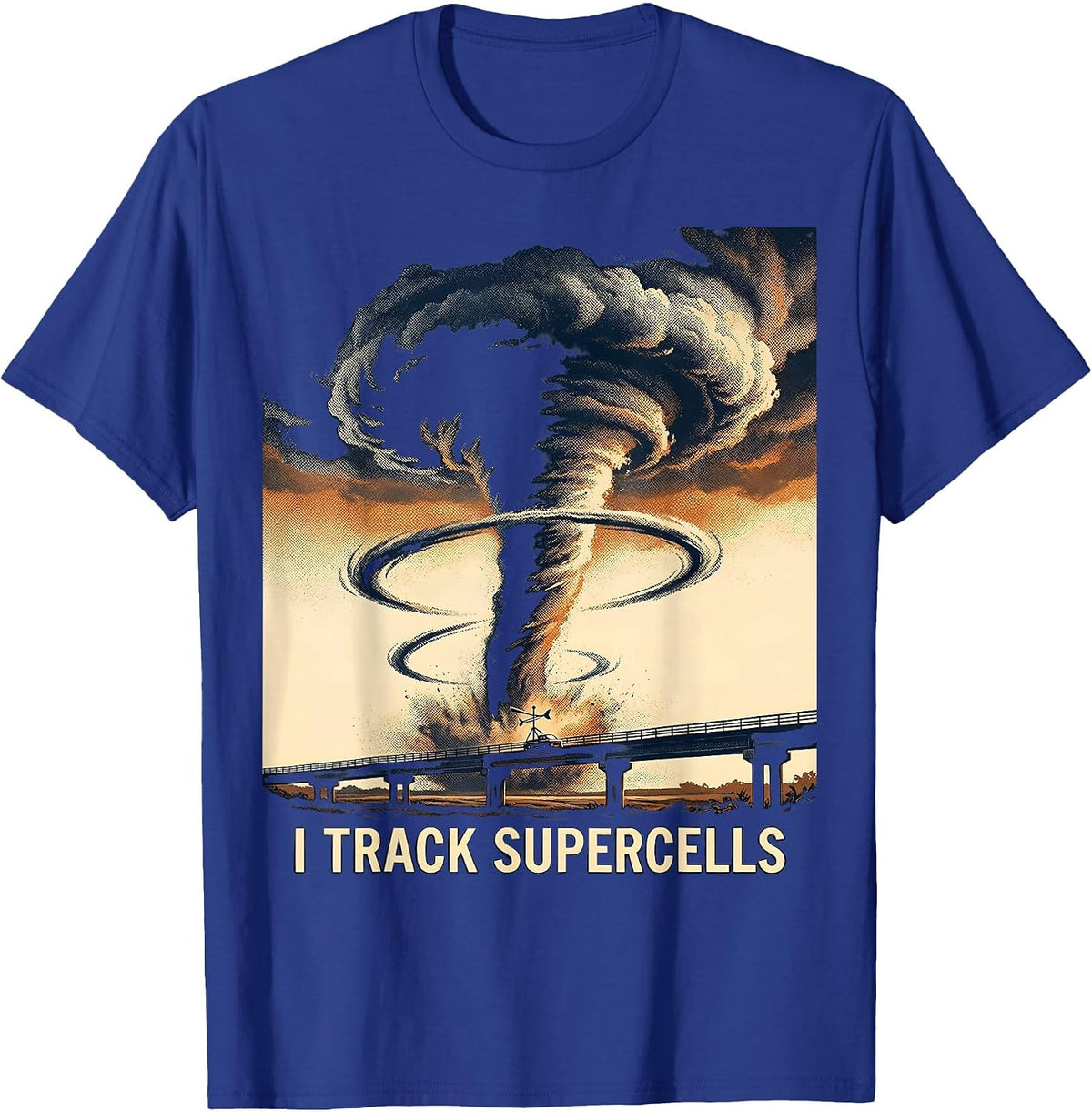 Men's I Track Supercells Vintage Storm Chaser Meteorology T-Shirt - Royal Blue