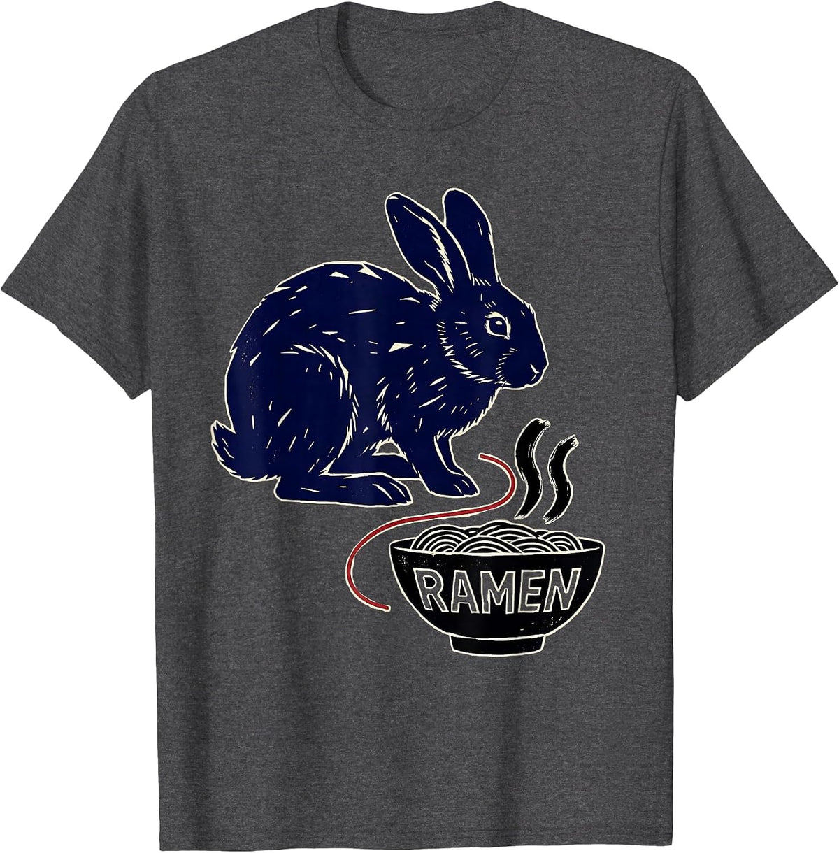 Ramen Cute Japanese Hare Kawaii Anime Animal Food Lover Gift T-Shirt - Dark Heather Grey