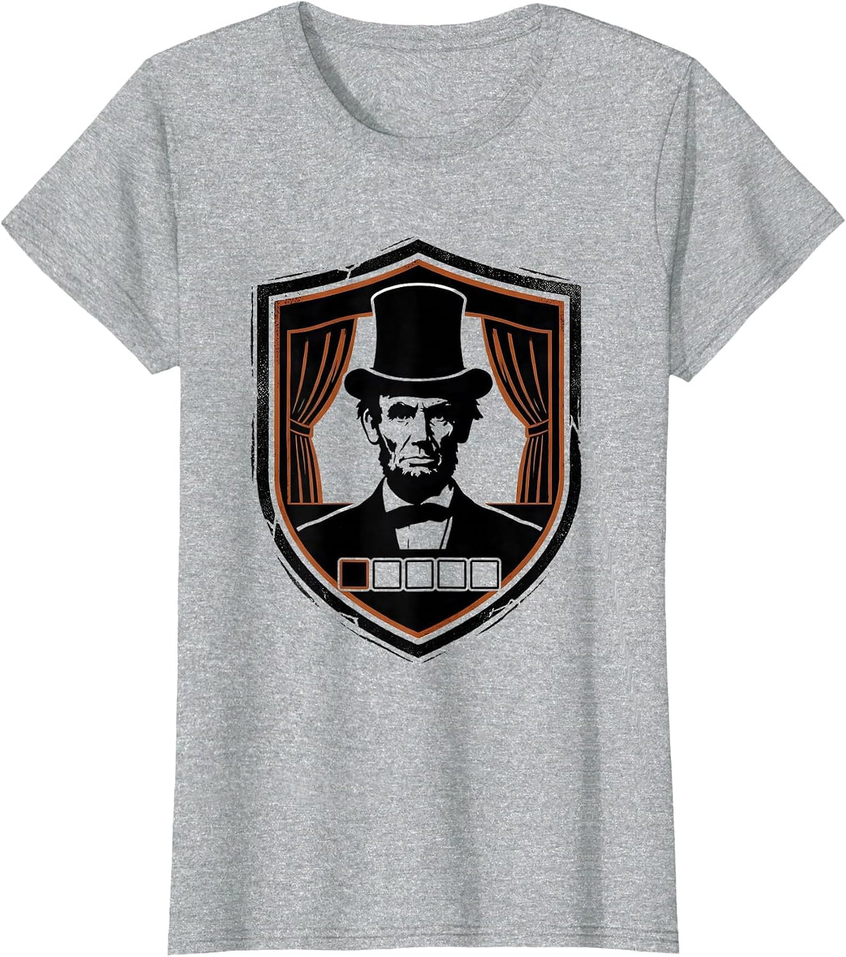 Sealed Shield Badge Abraham Lincoln Satirical History Humor T-Shirt - Heather Grey