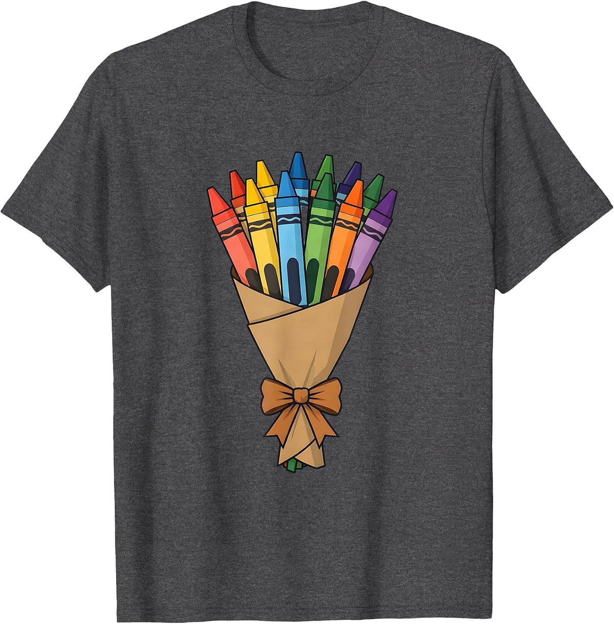 Men's Crayon Bouquet Kindergarten Teacher Gift T-Shirt - Dark Heather Grey