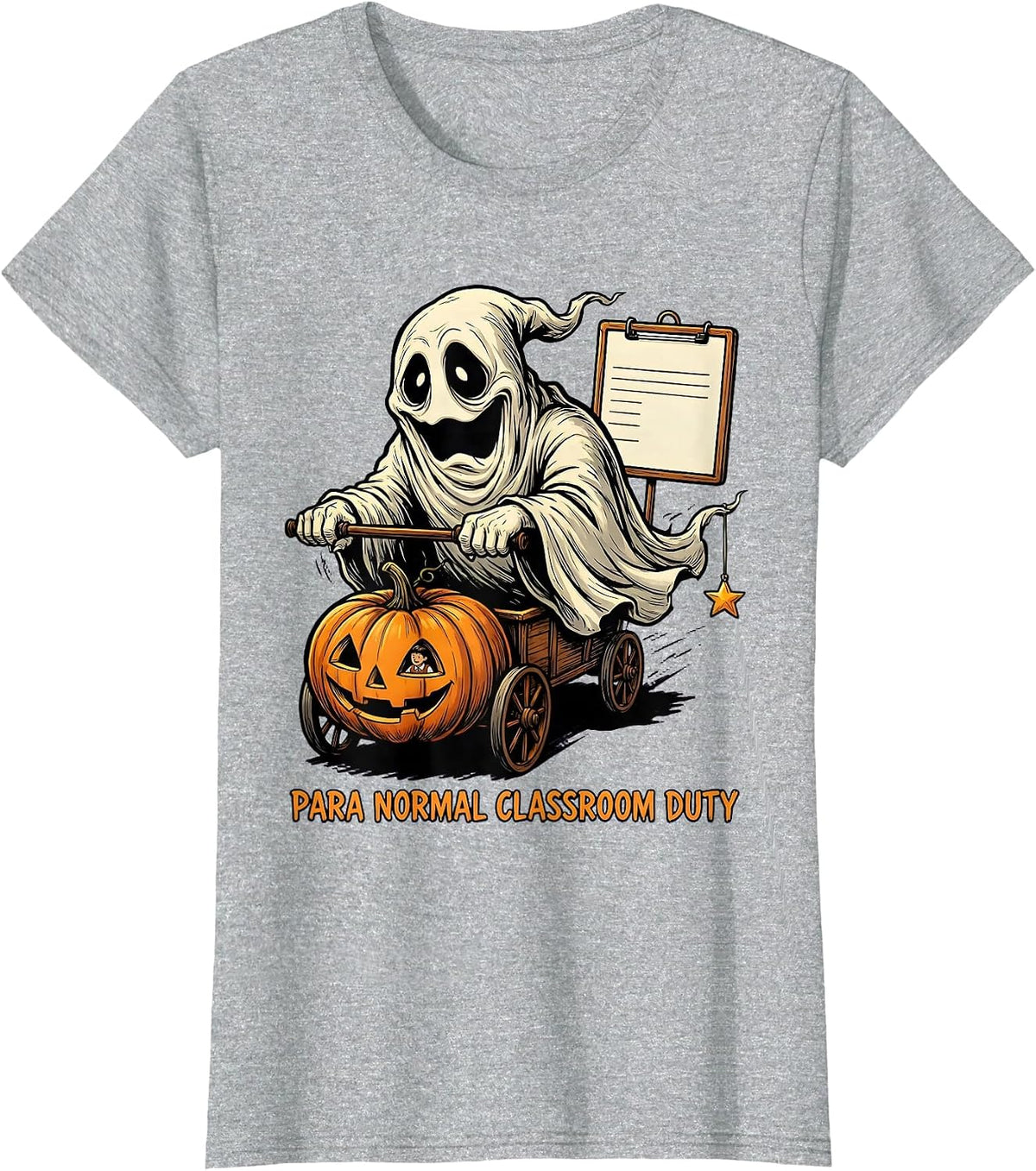 Women's Para Normal Classroom Duty Funny Ghost Paraprofessional T-Shirt - Heather Grey
