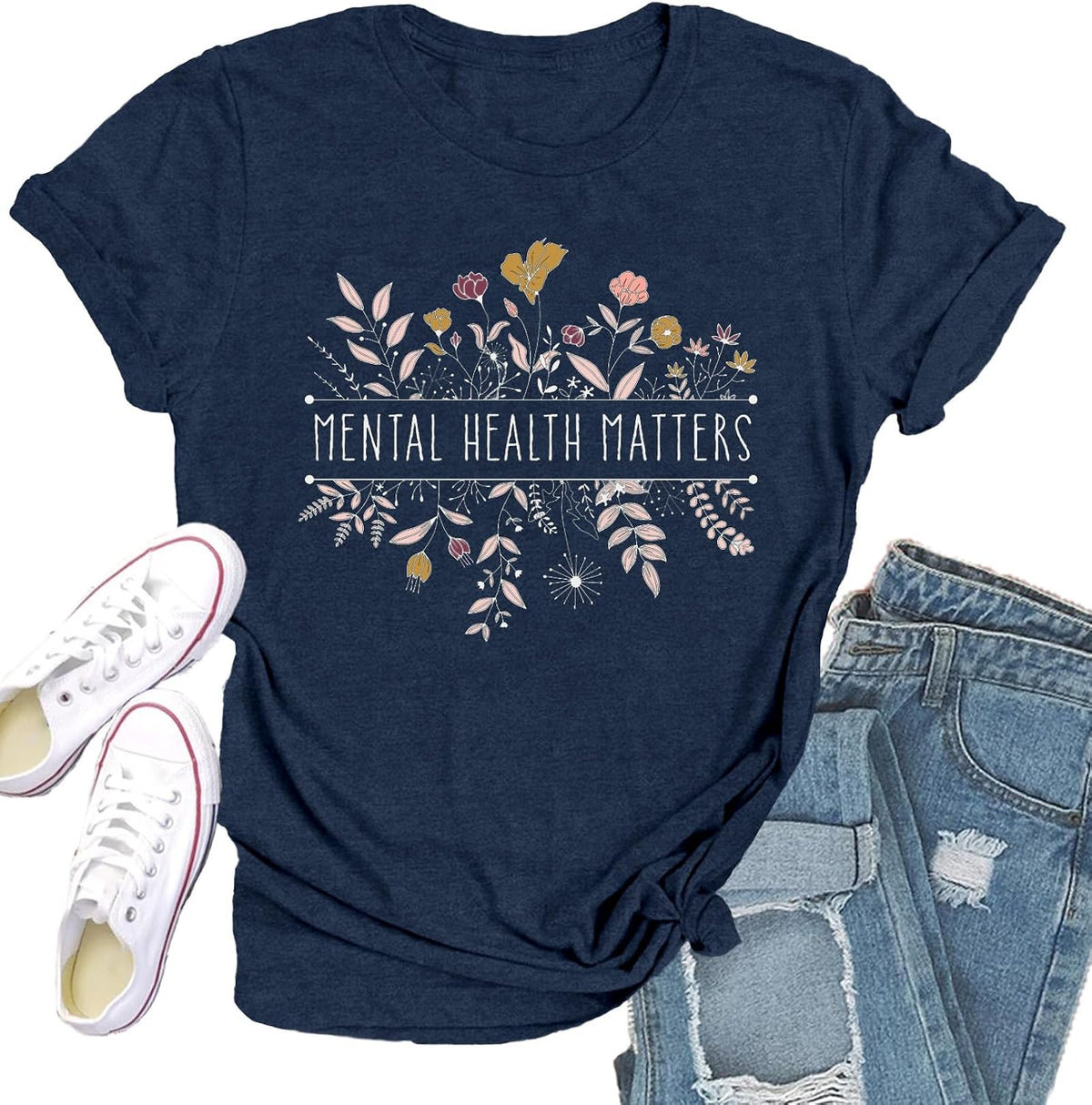 Mental Health Matters Shirt for Women Be Kind Tshirts Therapist Tee Top - Blue