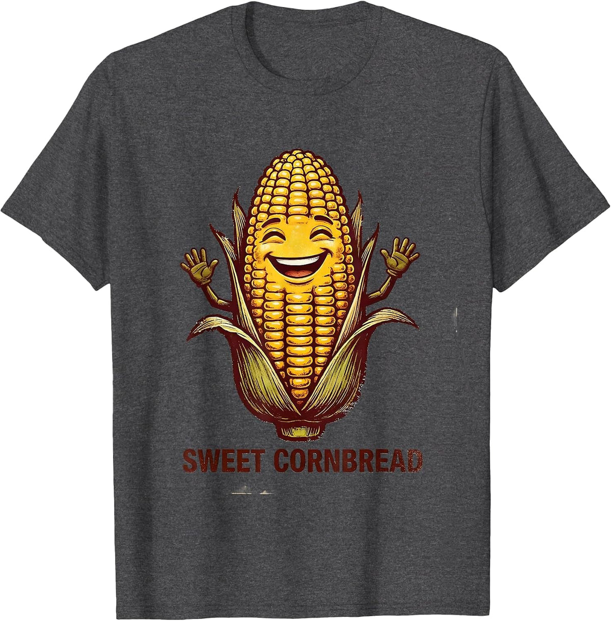 Sweet Cornbread Funny Matching Couples Thanksgiving T-Shirt - Dark Heather Grey