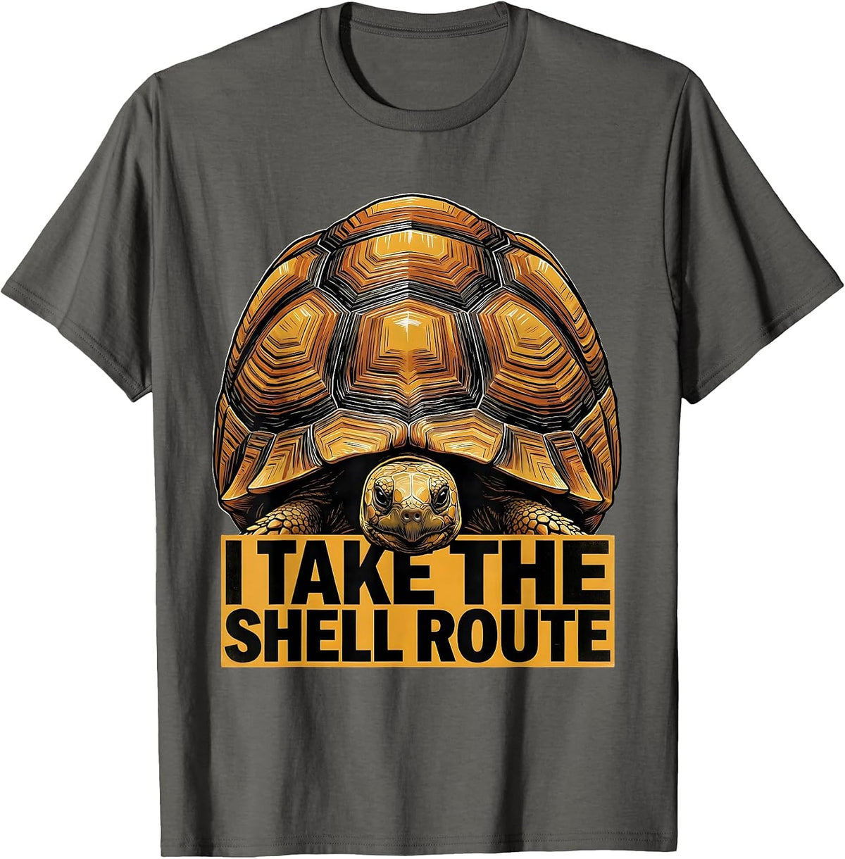 Men's I Take The Shell Route Funny Tortoise Lover Gift T-Shirt - Asphalt Grey