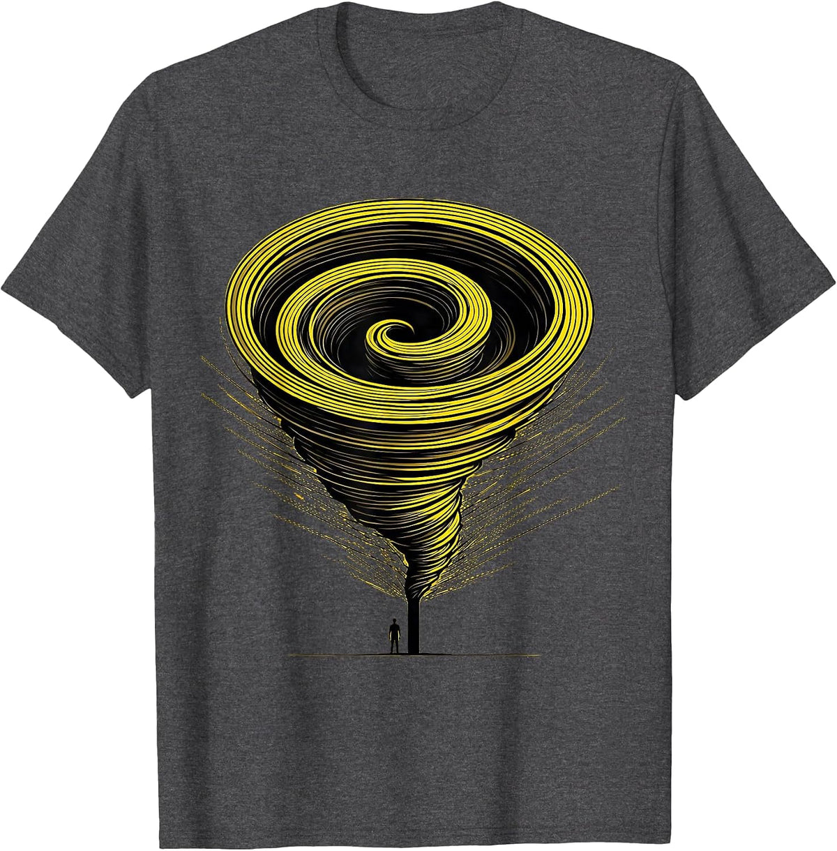Asymmetrical Tornado Vortex Minimalist Storm Chaser T-Shirt - Dark Heather Grey