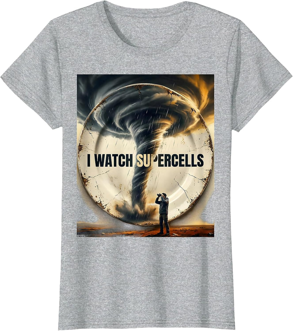 I Watch Supercells Distressed Storm Chaser Meteorology T-Shirt - Heather Grey
