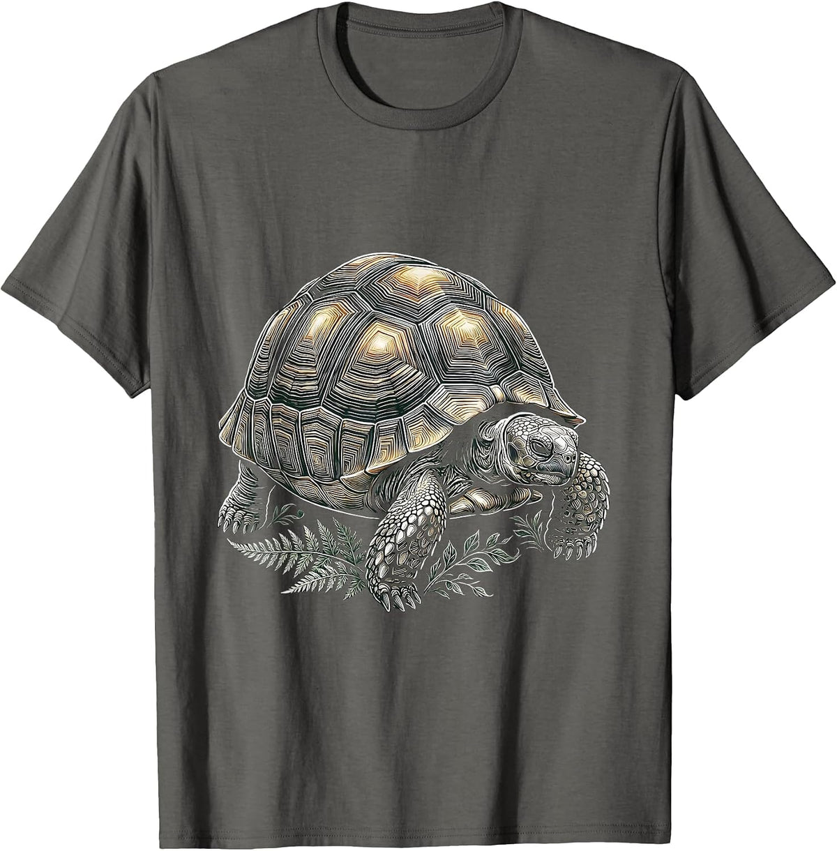 Glowing Shell Tortoise Mystical Nature Illustration T-Shirt - Asphalt Grey