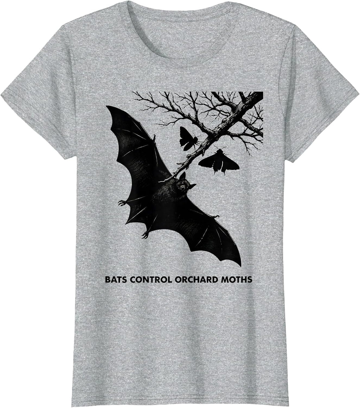 Bats Control Orchard Moths Vintage Bat Lover Halloween T-Shirt - Heather Grey