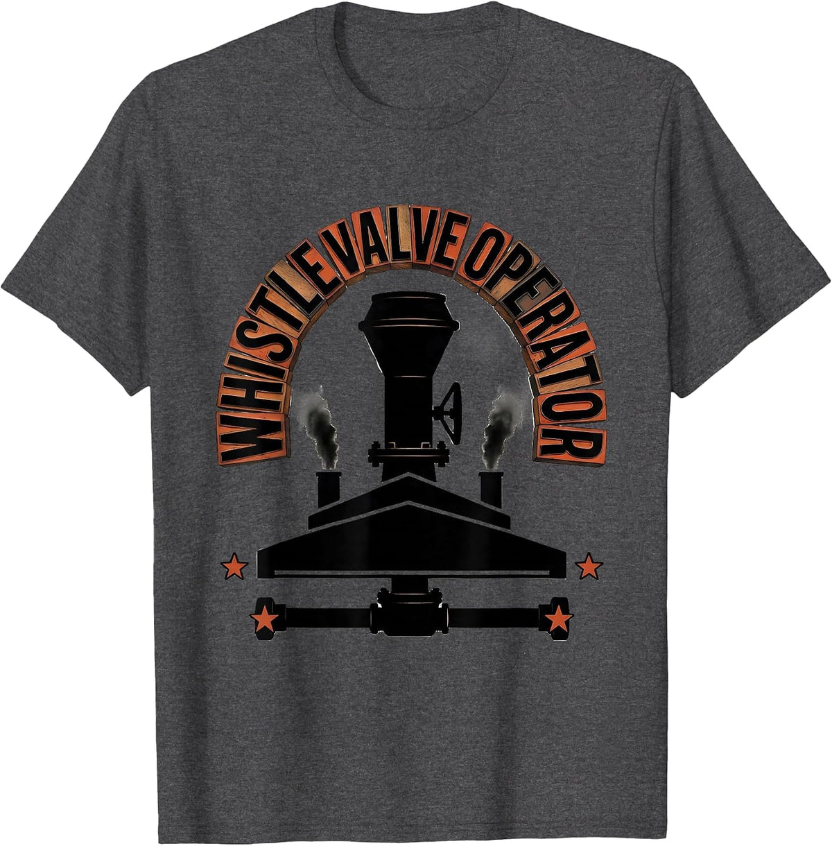 Whistle Valve Operator Vintage Steam Train Enthusiast T-Shirt - Dark Heather Grey