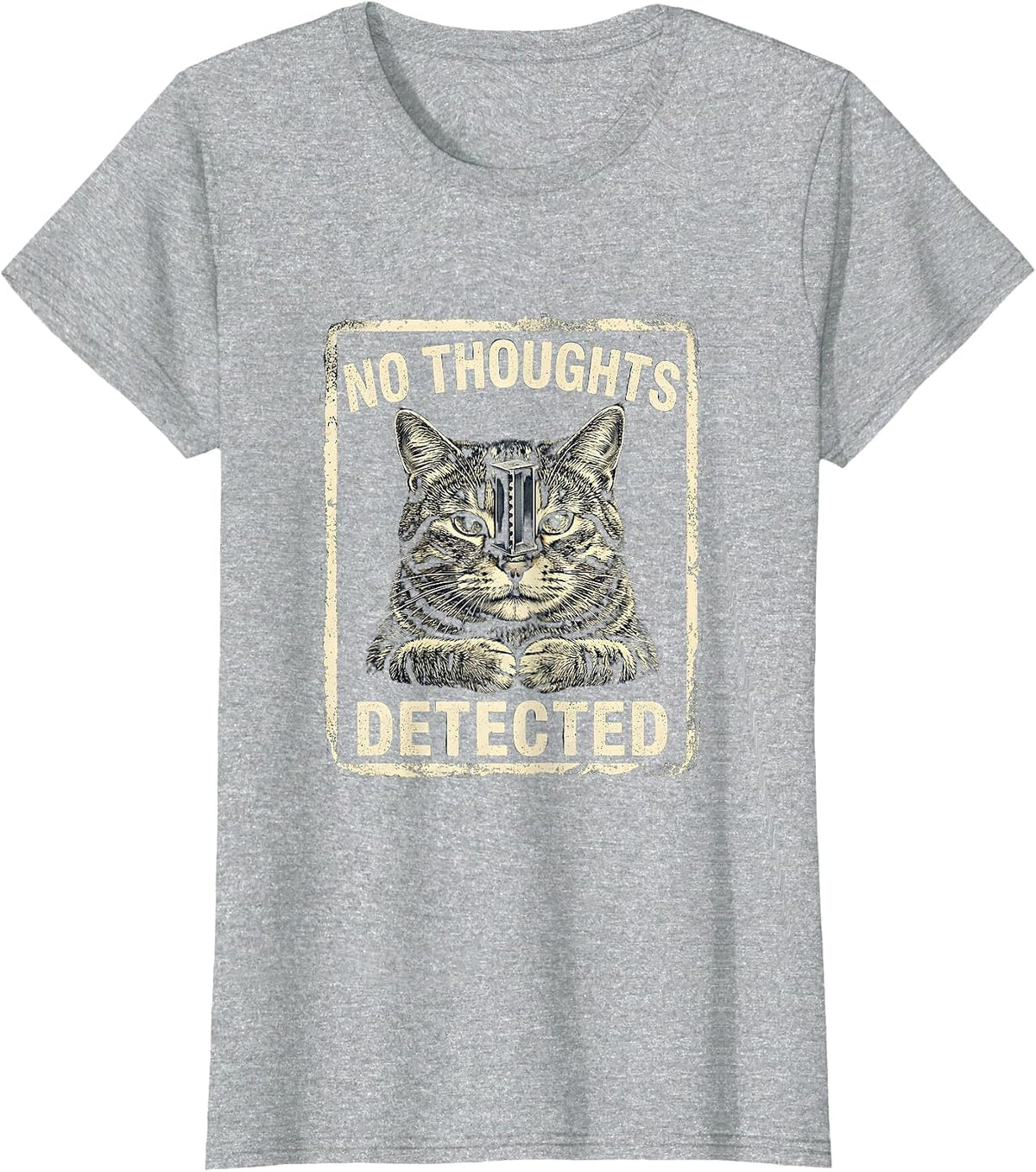 No Thoughts Detected Funny Cat Meme Internet Humor Gift T-Shirt - Heather Grey