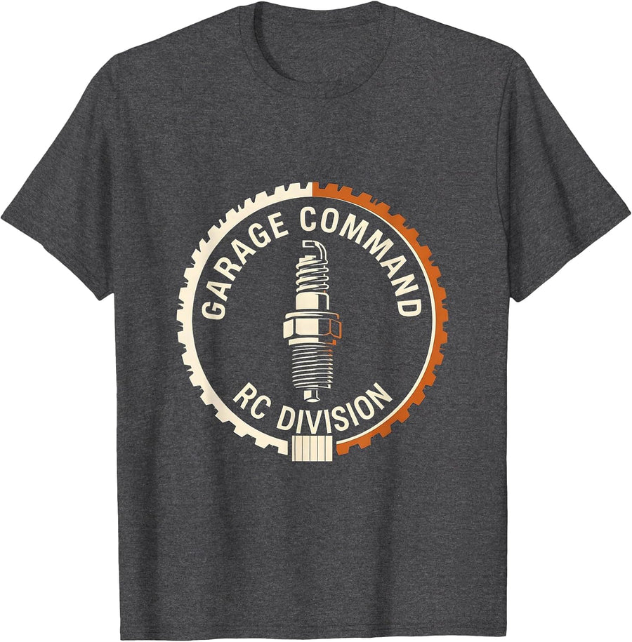 Men's Garage Command RC Division Editorial Conceptual Drag Racing T-Shirt - Dark Heather Grey