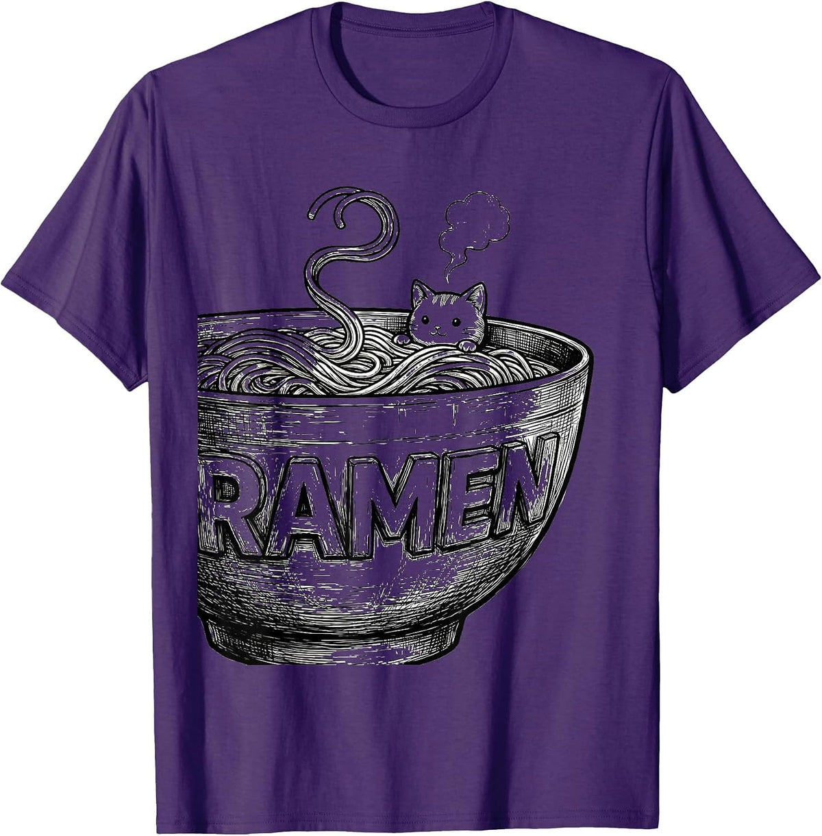 RAMEN Cute Kawaii Cat Anime Ramen Lover Gift T-Shirt - Purple