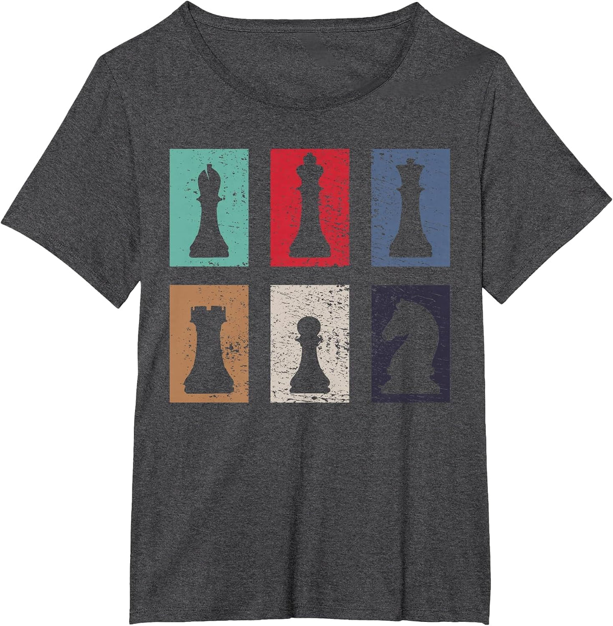 Chess Chessmen T-Shirt - Dark Heather Grey