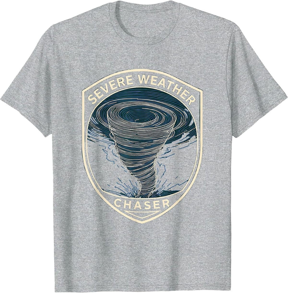 Men's Severe Weather Chaser Topographic Contour Tornado T-Shirt - Heather Grey