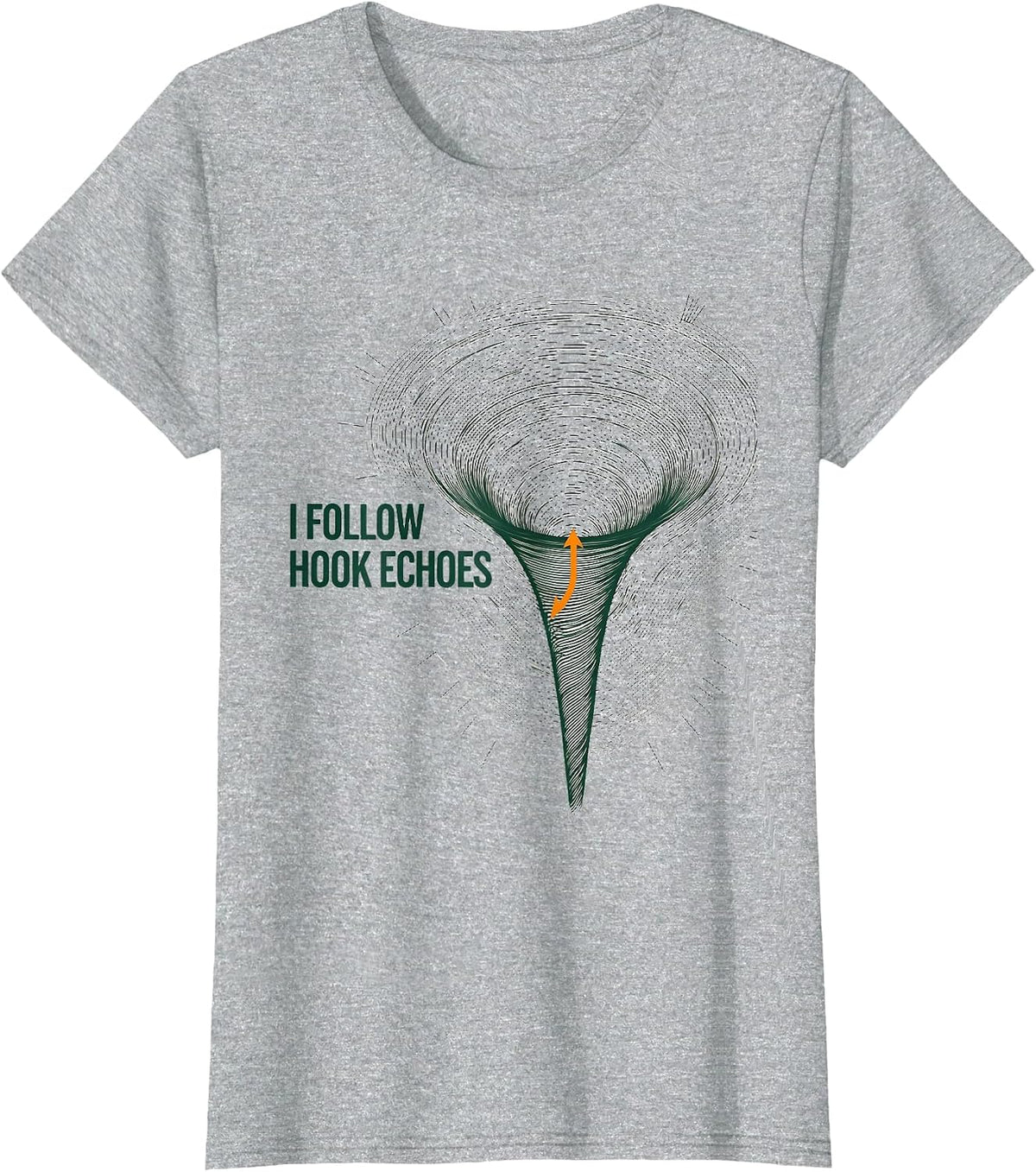 Women's I Follow Hook Echoes Topographic Contour Storm Chaser T-Shirt - Heather Grey