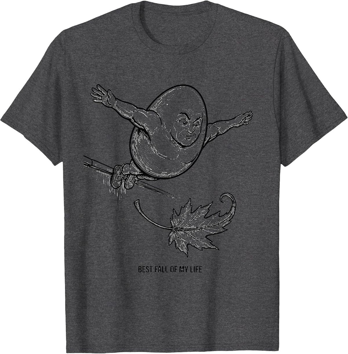 Men's Best Fall Of My Life Funny Humpty Dumpty Autumn Seasonal T-Shirt - Dark Heather Grey
