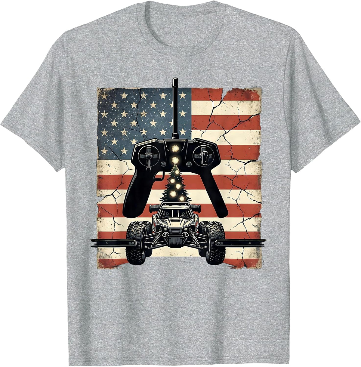 Men's RC Transmitter Buggy Patriotic Drag Racing Gift T-Shirt - Heather Grey