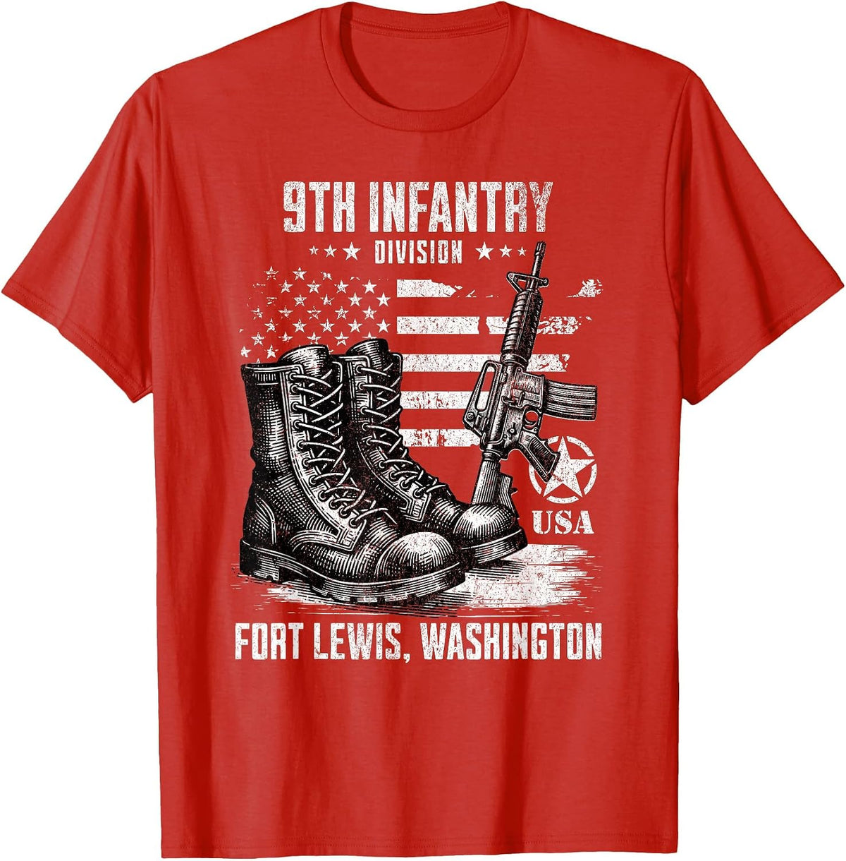 9th Infantry Division Fort Lewis Washington Military Veteran T-Shirt - Red