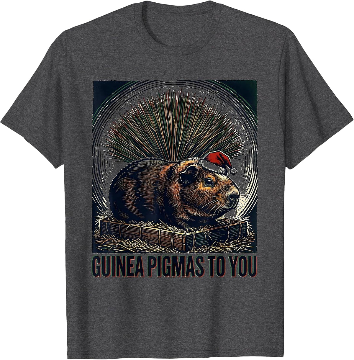Men's Guinea Pigmas To You Funny Guinea Pig Owner Christmas T-Shirt - Dark Heather Grey