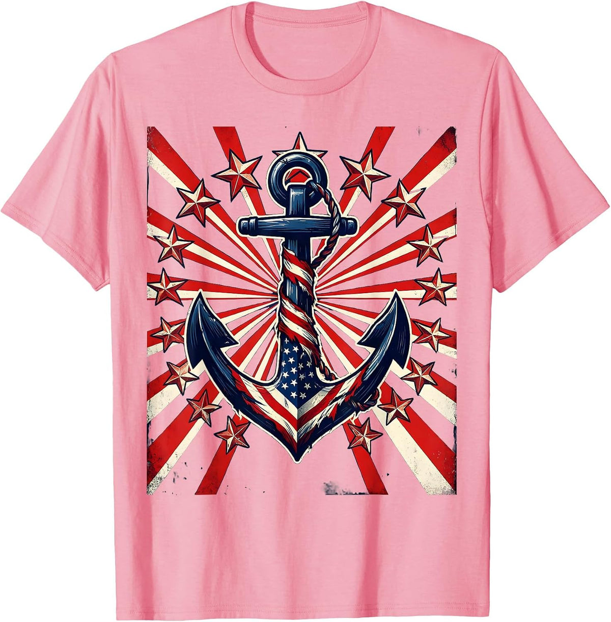 Men's Anchor Sinking Into the Deep Ocean Graphic T-Shirt - Pink