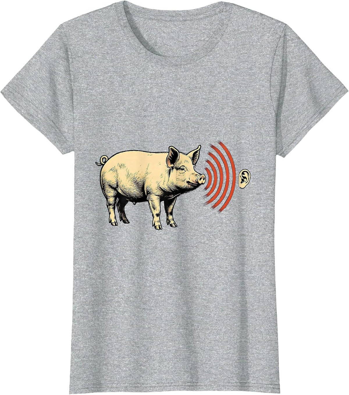 Pig Profile Pet Lover Funny Animal Humor T-Shirt - Heather Grey