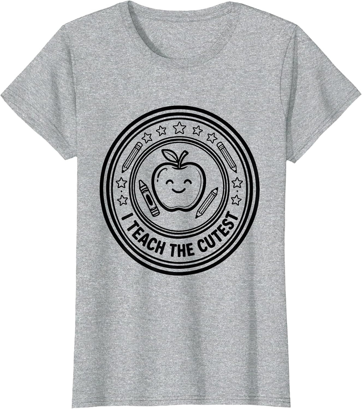 I Teach The Cutest Kindergarten Teacher Design T-Shirt - Heather Grey