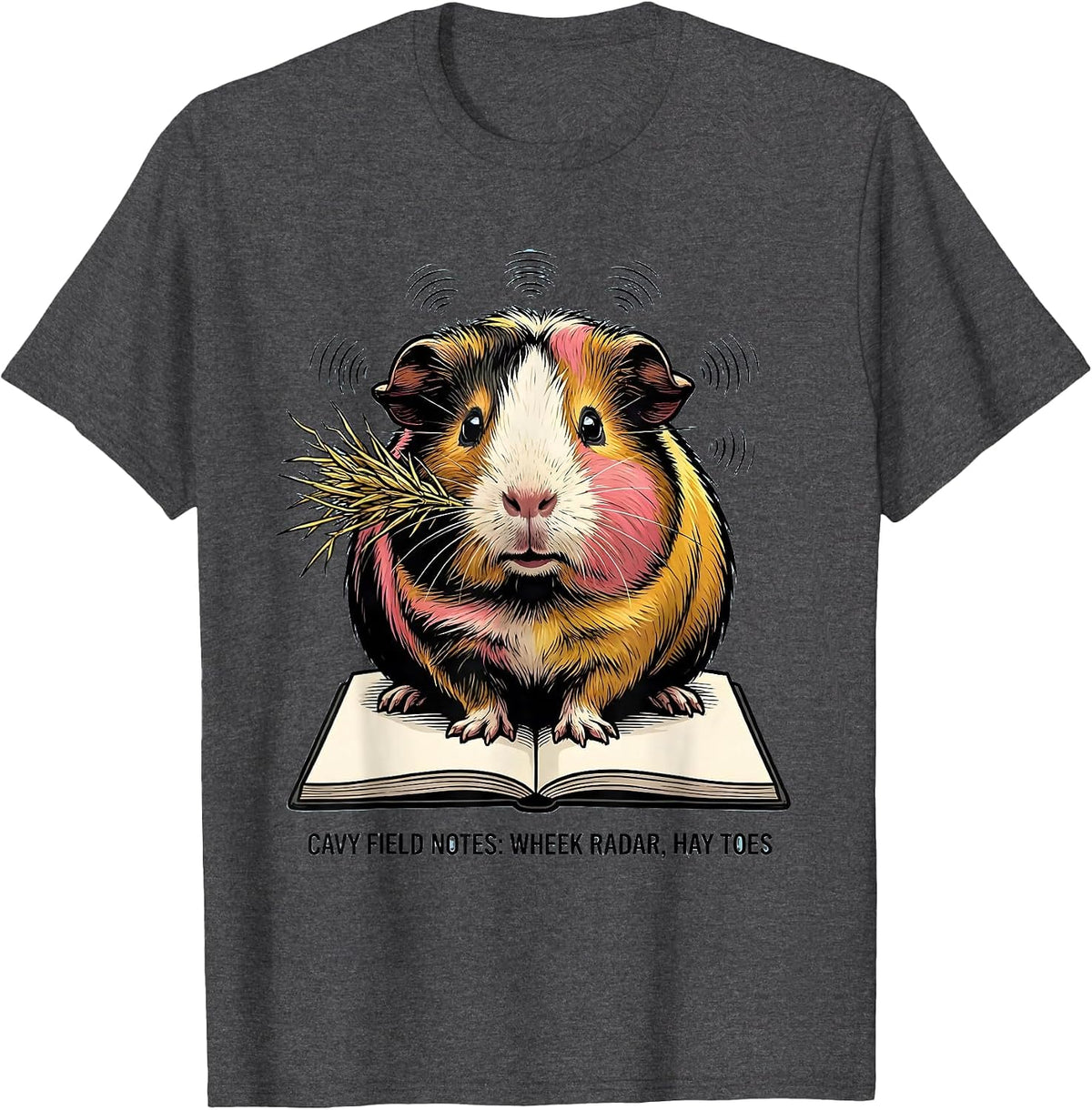 Men's Cavy Field Notes: Wheek Radar, Hay Toes Funny Cavy Lover T-Shirt - Dark Heather Grey