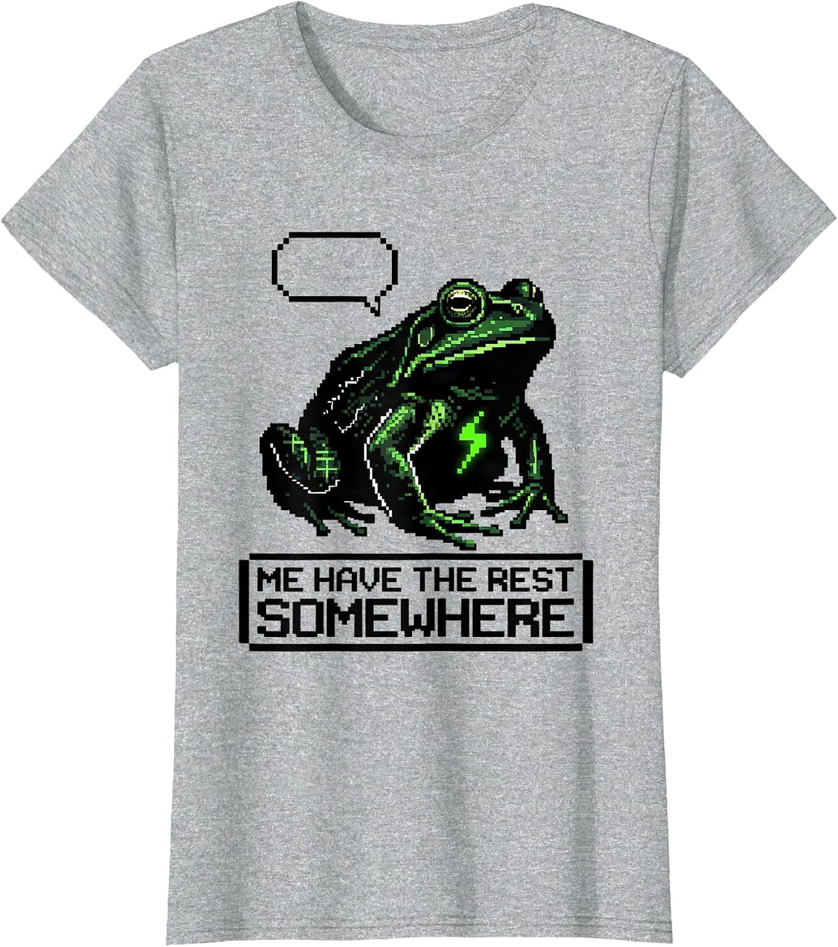Me Have The Rest Somewhere Pixel Art Absurdist Frog Meme T-Shirt - Heather Grey