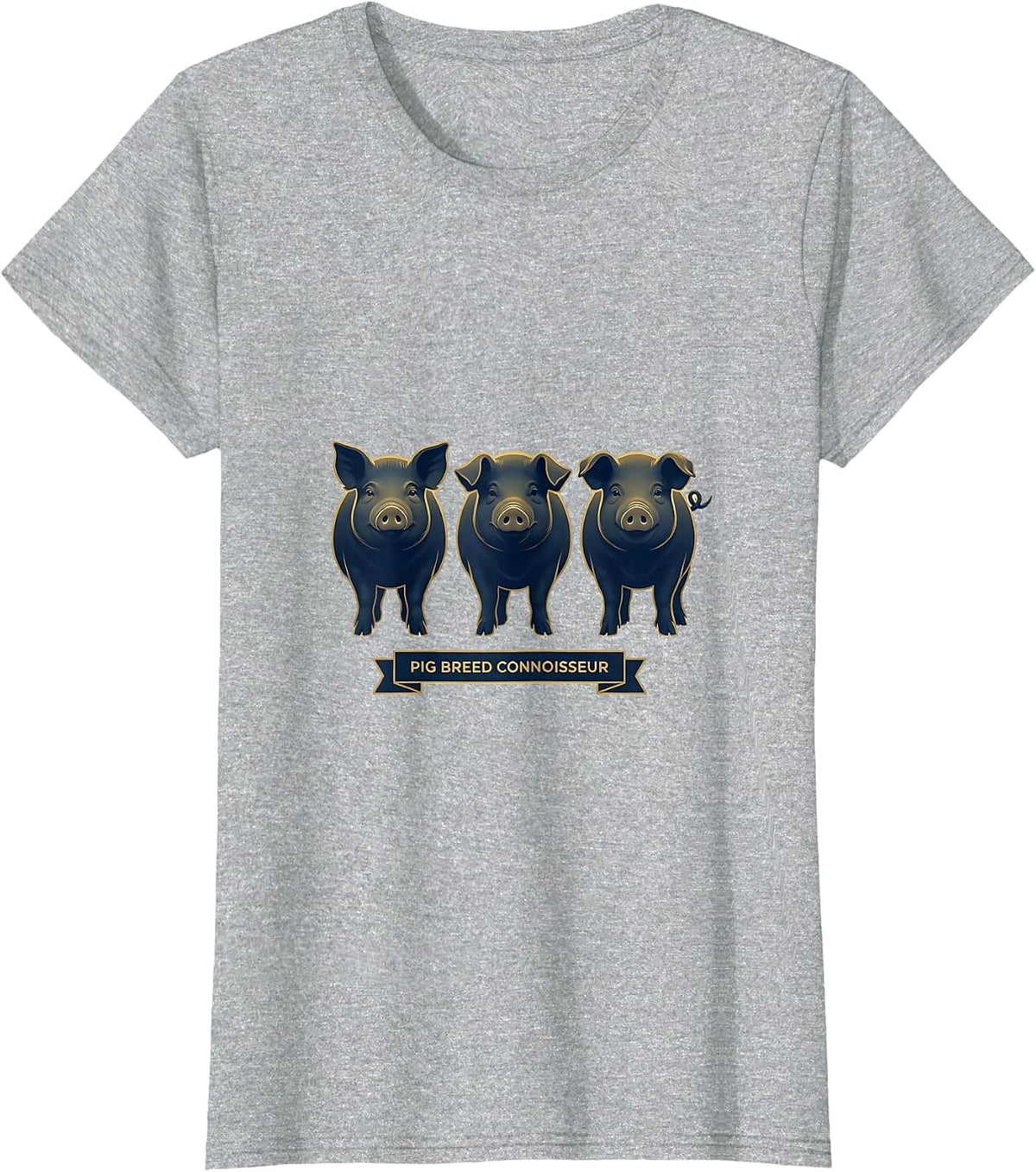 Pig Breed Connoisseur Funny Pet Pig Lover Emblem T-Shirt - Heather Grey