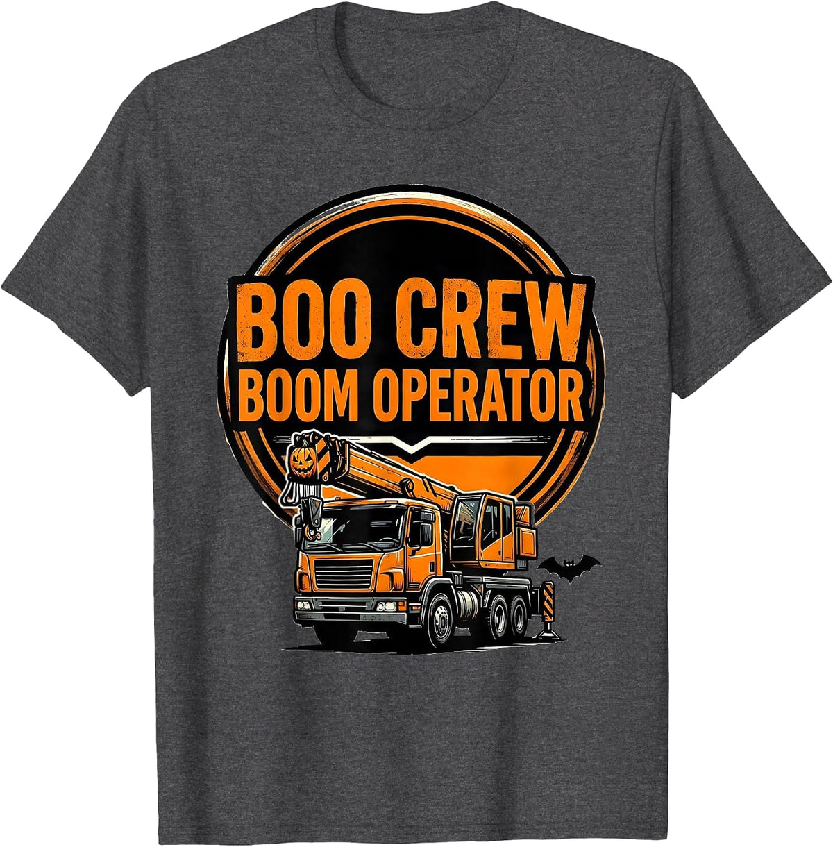Men's Boo Crew Boom Operator Spooky Monster Truck Halloween Boys T-Shirt - Dark Heather Grey