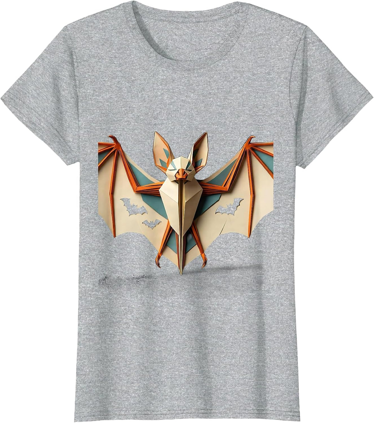 Bat Lover Wildlife Conservation Paper Cutout Halloween T-Shirt - Heather Grey