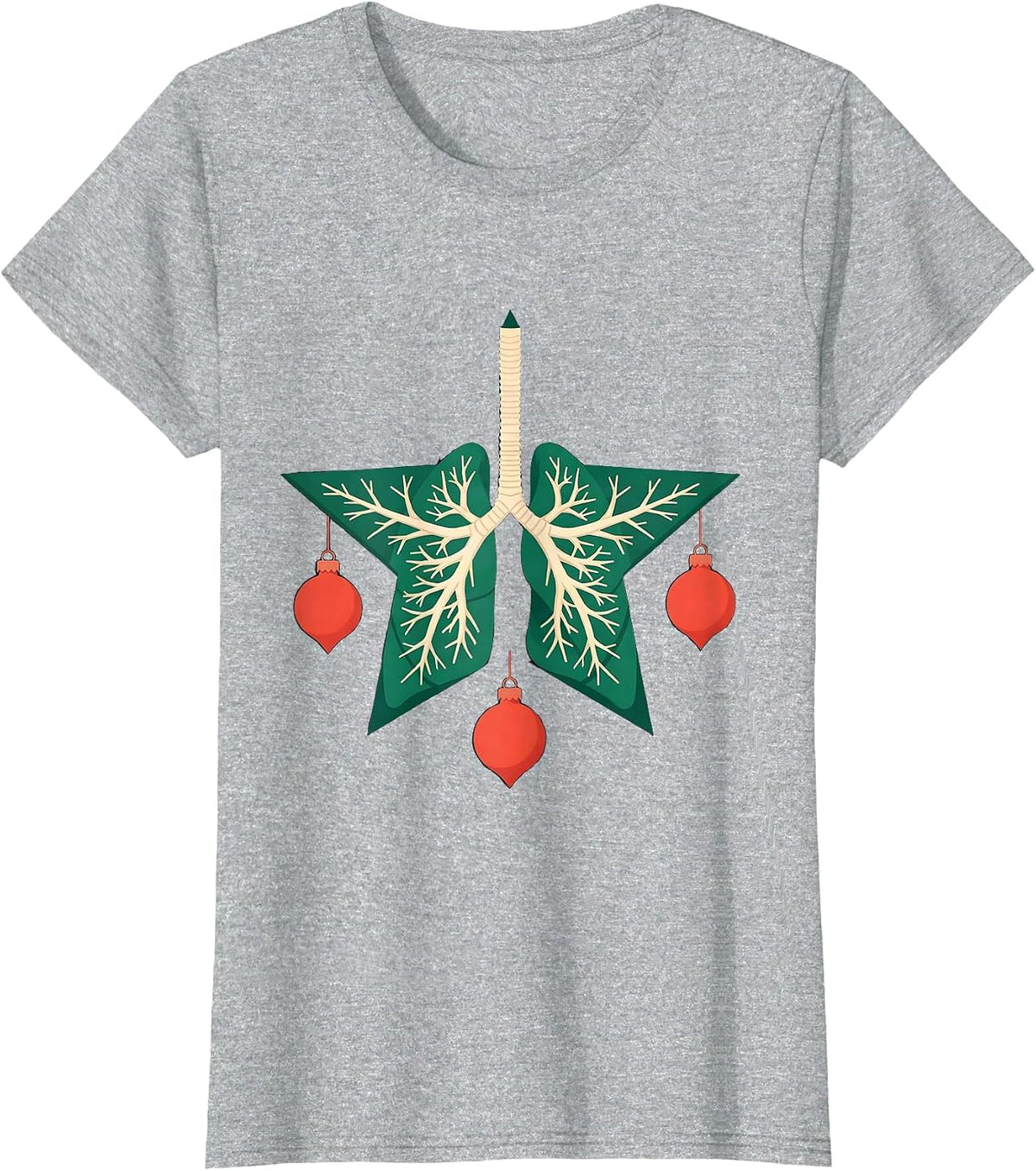 Lung Star Respiratory Therapist Christmas Humor T-Shirt - Heather Grey