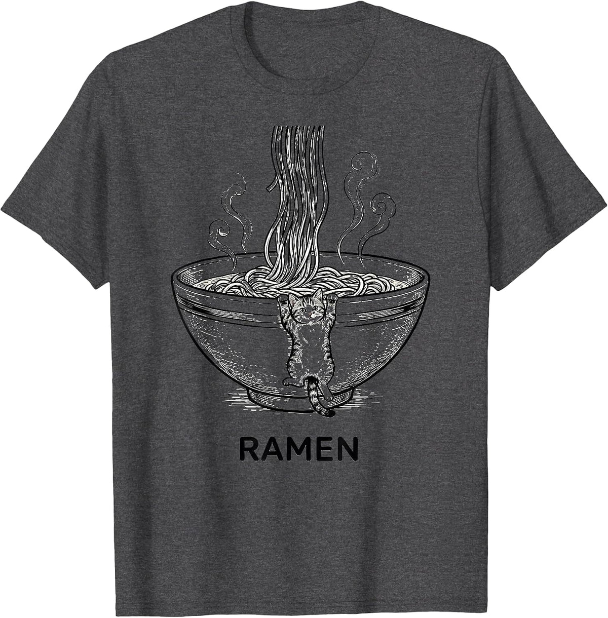 Men's RAMEN Kawaii Anime Cat Funny Japanese Humor Ramen Lover Gift T-Shirt - Dark Heather Grey