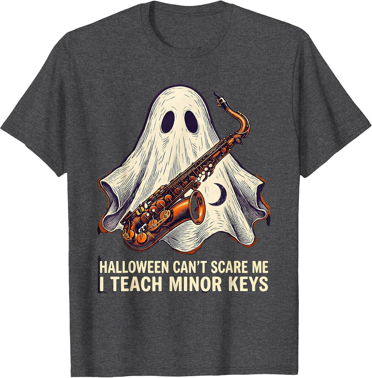 Halloween Can't Scare Me, I Teach Minor Keys Teacher T-Shirt - Dark Heather Grey