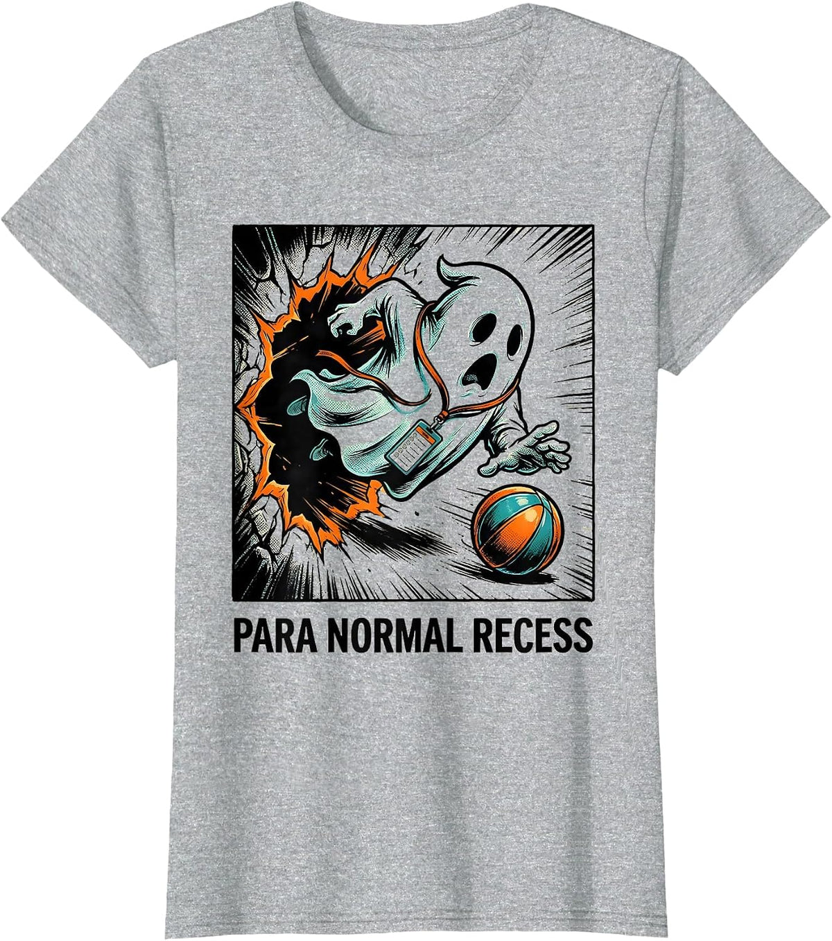 Para Normal Recess Comic Book Ghost Paraprofessional T-Shirt - Heather Grey