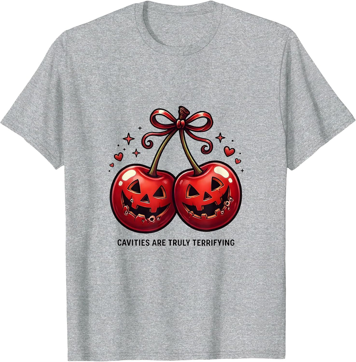 Men's Cavities Are Truly Terrifying Dental Halloween T-Shirt - Heather Grey