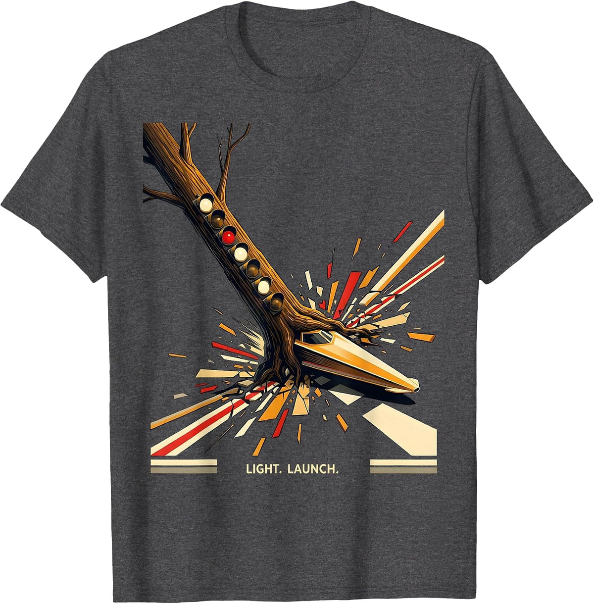 Light. Launch Constructivist Poster Drag Racing RC Car T-Shirt - Dark Heather Grey
