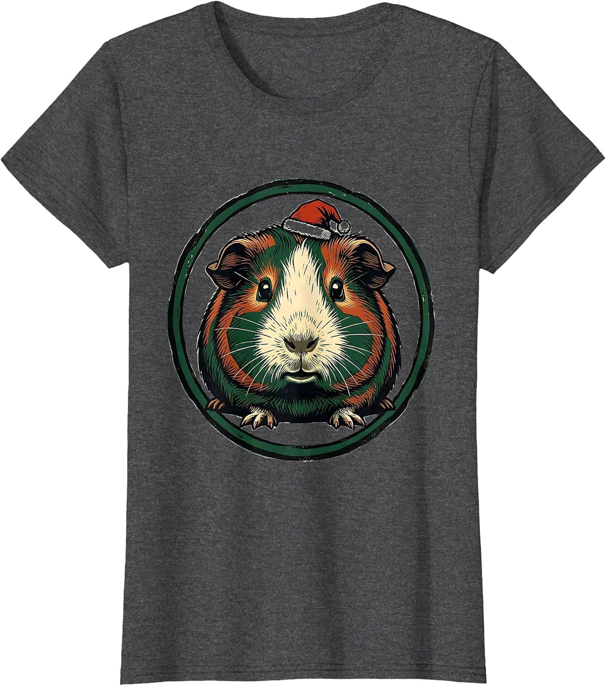 Women's Sealed Guinea Pig Badge Funny Pet Lover Christmas T-Shirt - Dark Heather Grey