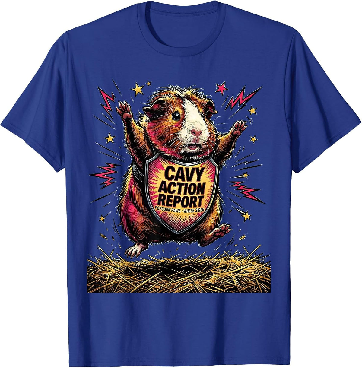 Cavy Action Report: Popcorn Paws, Wheek Siren Funny T-Shirt - Royal Blue