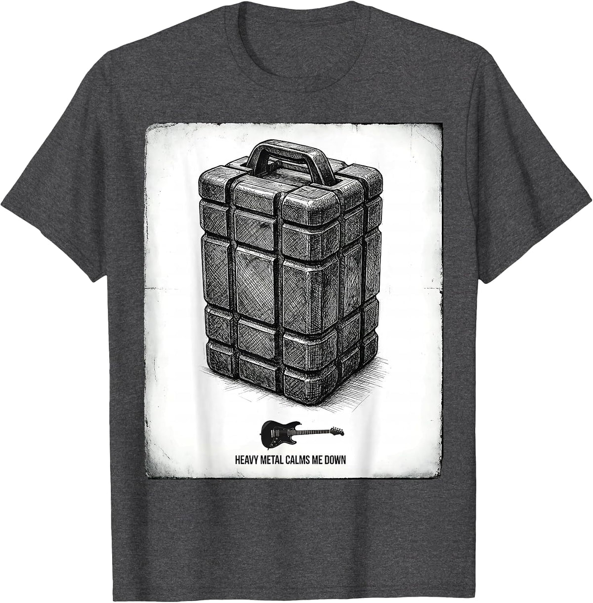 Heavy Metal Calms Me Down Funny Metal Fan Pun Humor T-Shirt - Dark Heather Grey