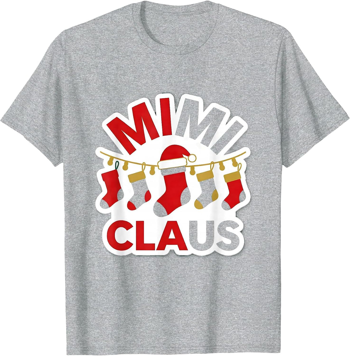 Men's Mimi Claus Family Matching Christmas Pajama Role Humor T-Shirt - Heather Grey