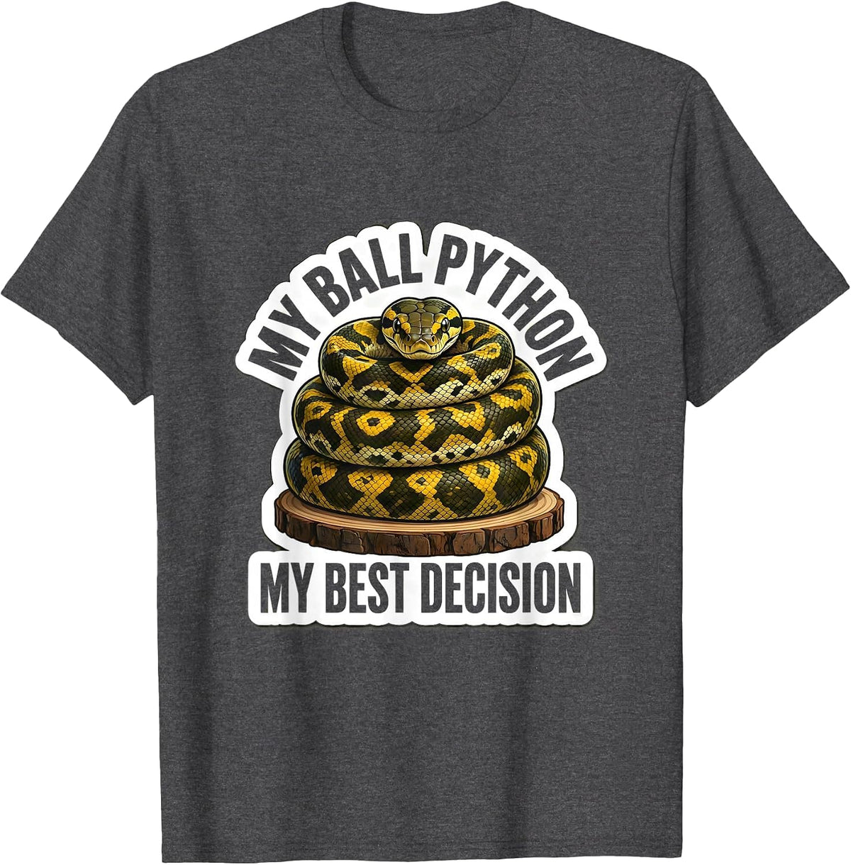 My Ball Python My Best Decision Funny Reptile Lover Gift T-Shirt - Dark Heather Grey