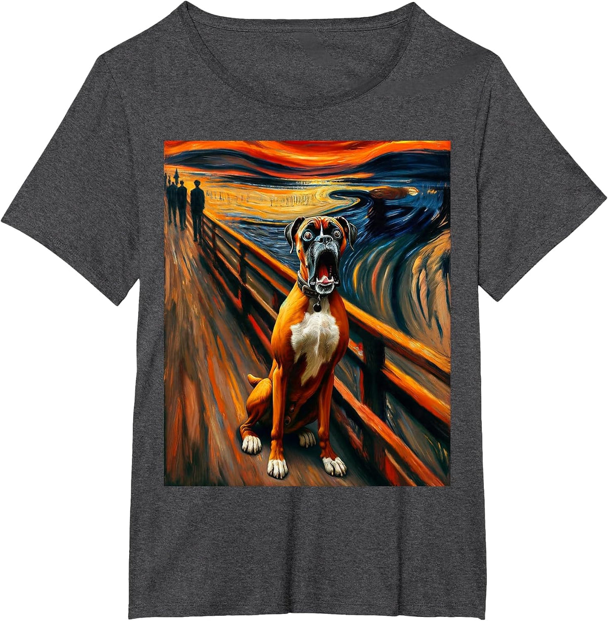 Expressionist Artsy Boxer Dog | Artistic Boxer T-Shirt - Dark Heather Grey