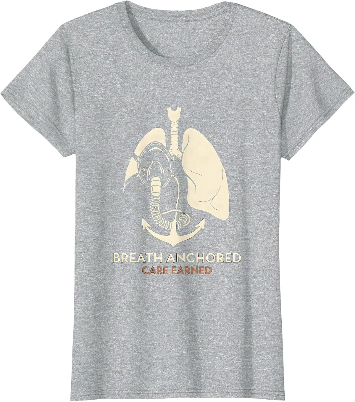 Women's Breath Anchored Care Earned Respiratory Therapist RT Care T-Shirt - Heather Grey
