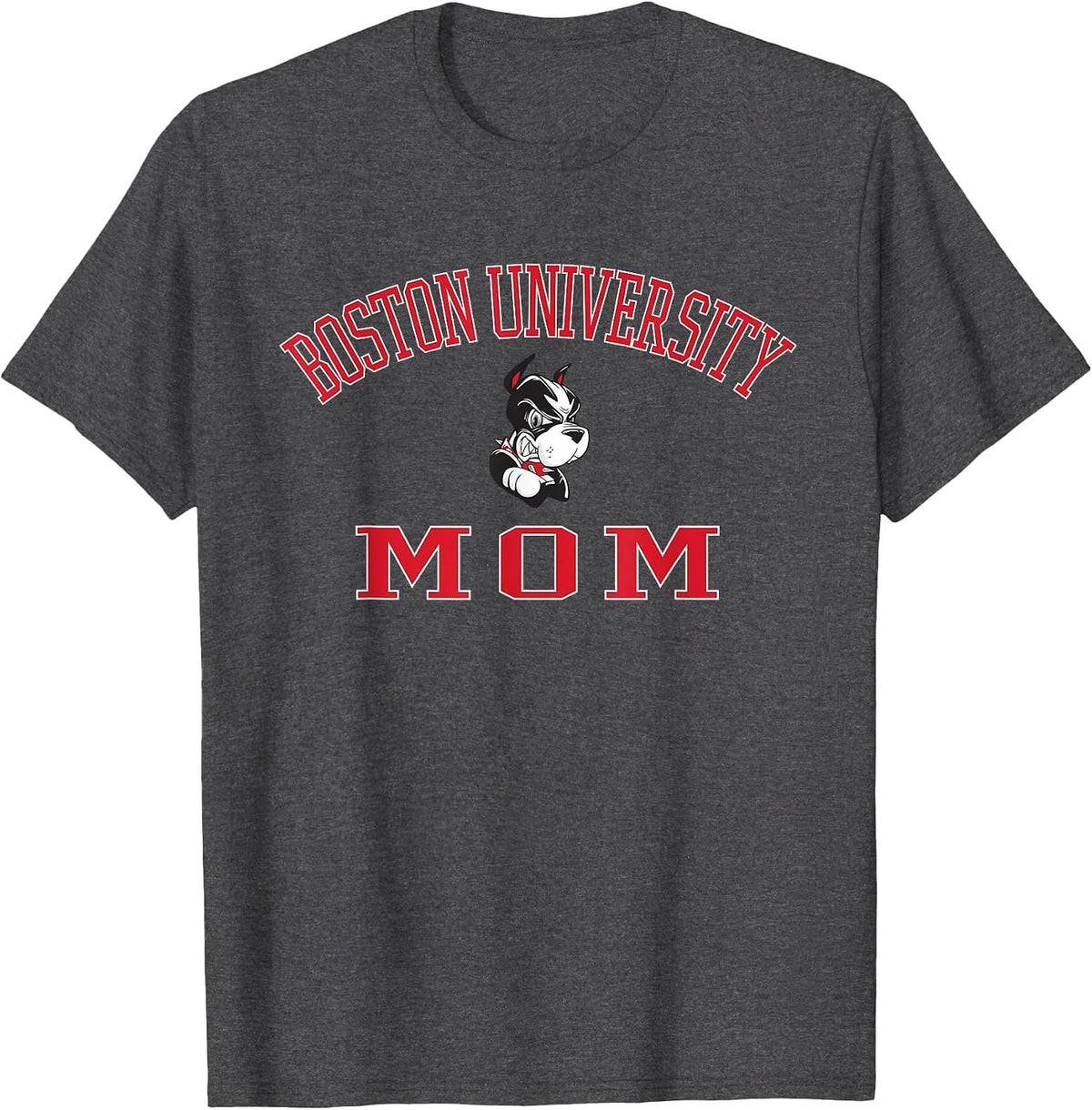 Boston Terriers Arch Over Mom - Neutral Boston U T-Shirt - Dark Heather Grey