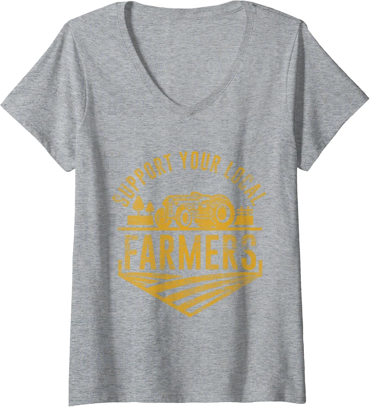 Women's Support Your Local Farmers V-Neck T-Shirt - Heather Grey
