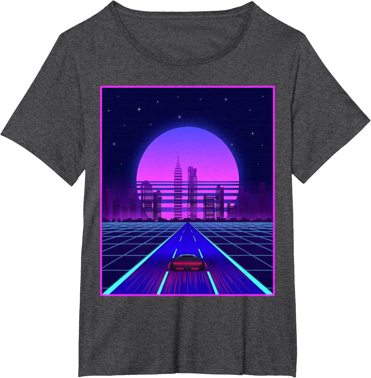 Vaporwave Synthwave Retro Car Outrun Aesthetic Clothes T-Shirt - Dark Heather Grey