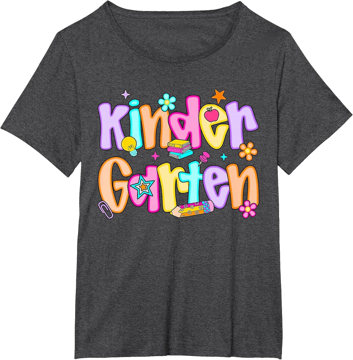 Preppy Kindergarten First Day of School Teachers Girls Boys T-Shirt - Dark Heather Grey